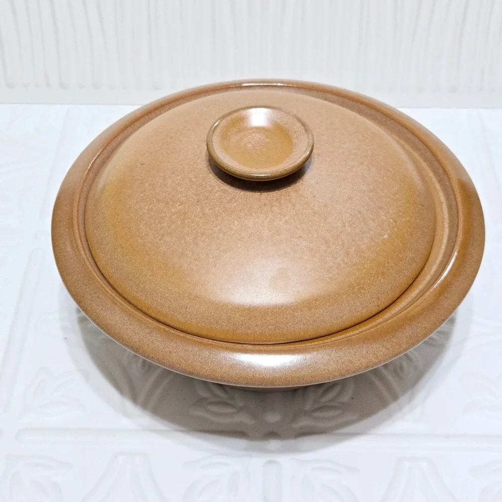 Frankoma Pottery Covered Casserole Dish BRown‎ Tan 6VS